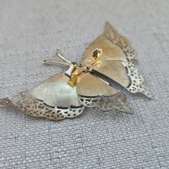 Vintage Pin BUTTERFLY Multi Color Brooch Women Jewelry Pin Unbranded - Picture 10 of 11